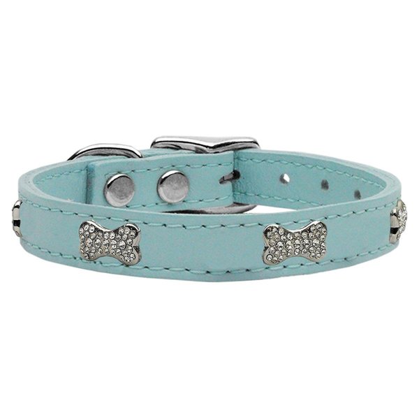 Mirage Pet Products Crystal Bone Genuine Leather Dog CollarBaby Blue Size 14 83-112 BBL14